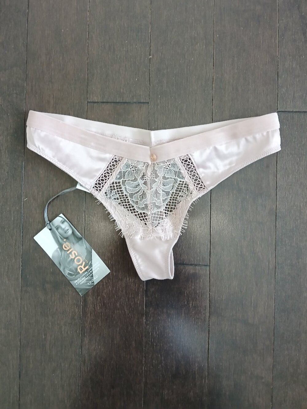 NWT Marks & Spencer x Rosie Huntington Saffron Satin and Lace Thong UK 8/US 4 - Picture 2 of 4